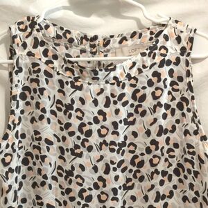 LOFT | Abstract Animal Pattern Sleeveless Blouse Comfort Knit Back Office | S